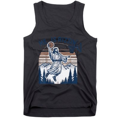 He Is Rizzin Christian Easter Basketball Jesus Tank Top