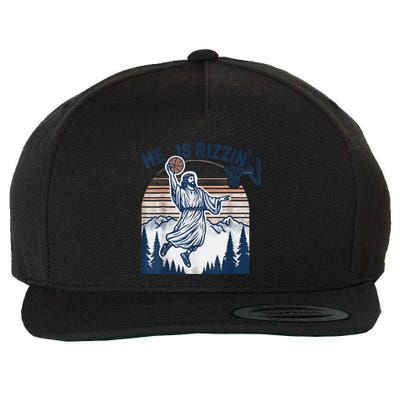 He Is Rizzin Christian Easter Basketball Jesus Wool Snapback Cap
