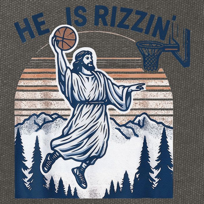 He Is Rizzin Christian Easter Basketball Jesus Cotton Canvas Backpack