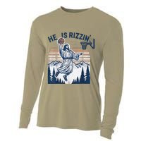He Is Rizzin Christian Easter Basketball Jesus Cooling Performance Long Sleeve Crew