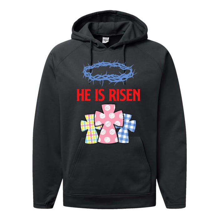 He Is Risen Jesus Christ Resurrection Happy Easter Day Performance Fleece Hoodie