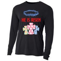 He Is Risen Jesus Christ Resurrection Happy Easter Day Cooling Performance Long Sleeve Crew