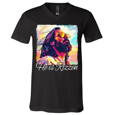 He Is Rizzen Jesus V-Neck T-Shirt