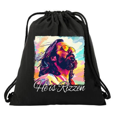 He Is Rizzen Jesus Drawstring Bag