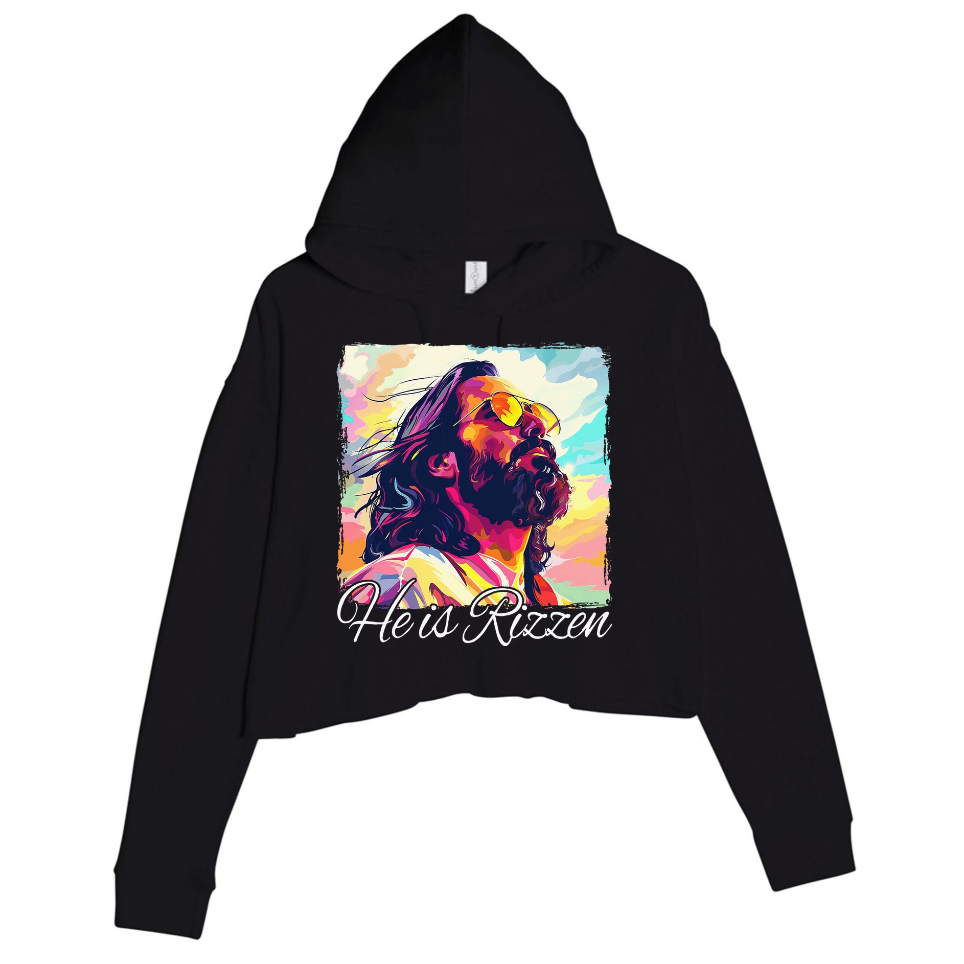 He Is Rizzen Jesus Crop Fleece Hoodie