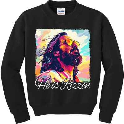 He Is Rizzen Jesus Kids Sweatshirt