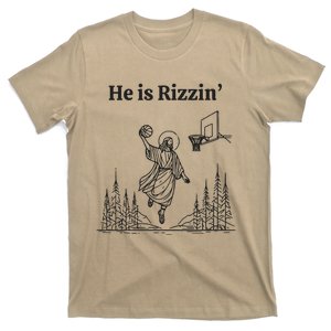 He Is Rizzin Basketball Jesus Funny Easter Christian T-Shirt