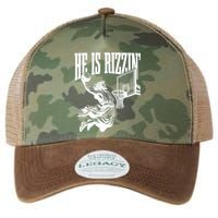 He Is Rizzin Funny Jesus Basketball Easter Meme Legacy Tie Dye Trucker Hat