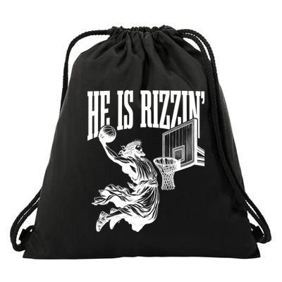 He Is Rizzin Funny Jesus Basketball Easter Meme Drawstring Bag