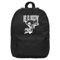 He Is Rizzin Funny Jesus Basketball Easter Meme 16 in Basic Backpack