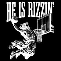He Is Rizzin Funny Jesus Basketball Easter Meme 16 in Basic Backpack