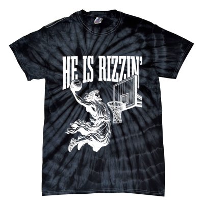 He Is Rizzin Funny Jesus Basketball Easter Meme Tie-Dye T-Shirt