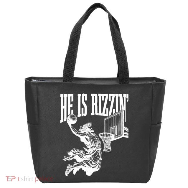 He Is Rizzin Funny Jesus Basketball Easter Meme Zip Tote Bag