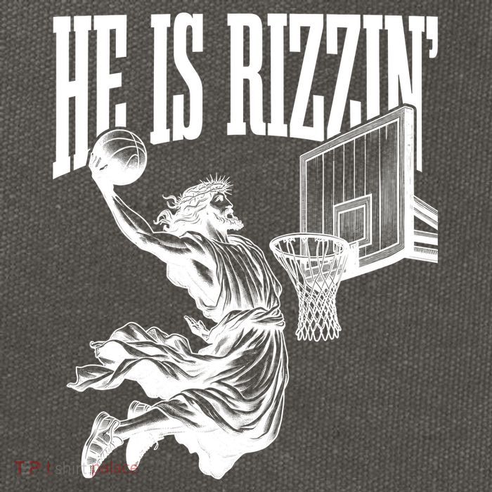 He Is Rizzin Funny Jesus Basketball Easter Meme Cotton Canvas Backpack