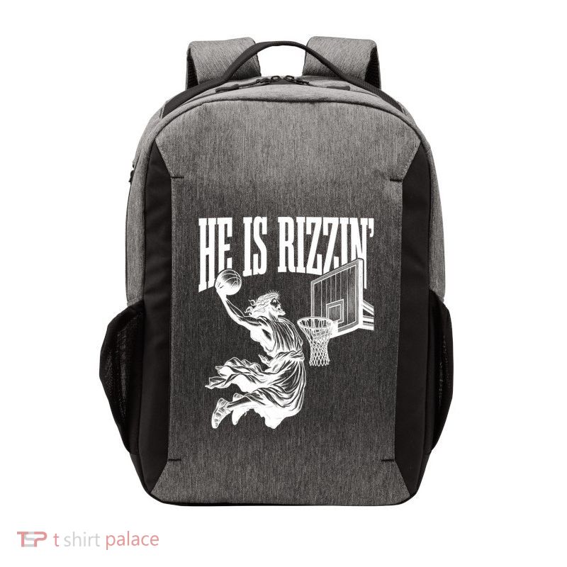 He Is Rizzin Funny Jesus Basketball Easter Meme Vector Backpack