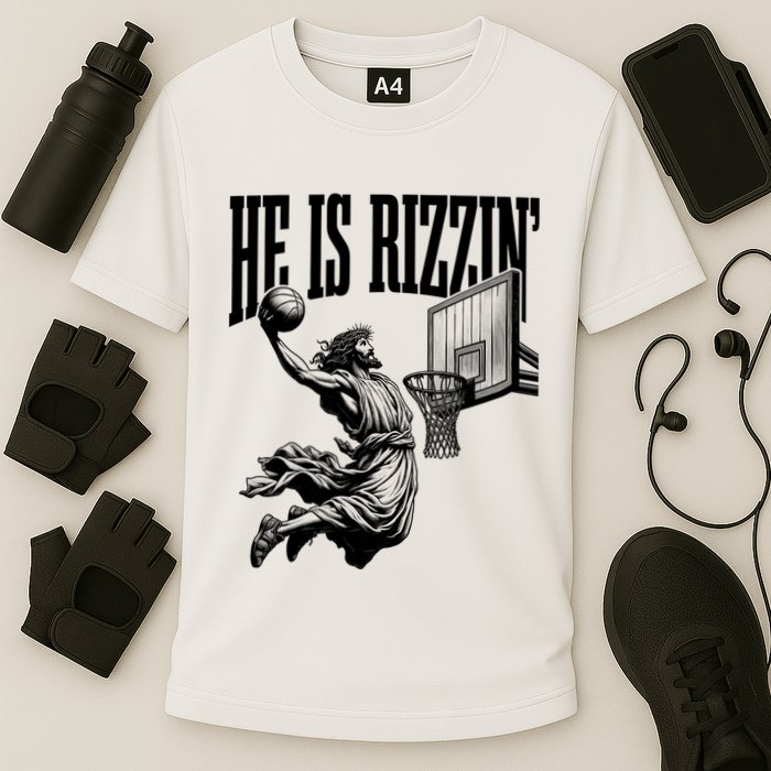 He Is Rizzin Funny Jesus Basketball Easter Meme Performance Shirt