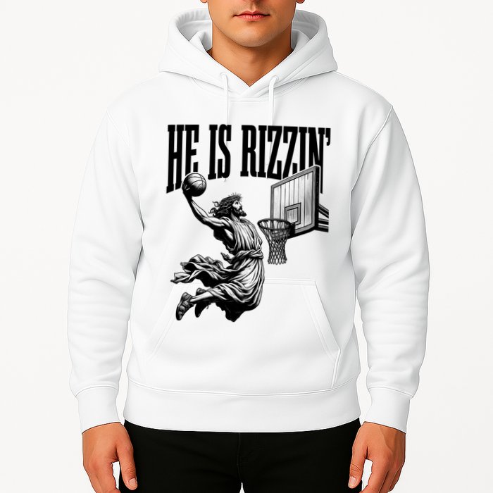 He Is Rizzin Funny Jesus Basketball Easter Meme Hoodie