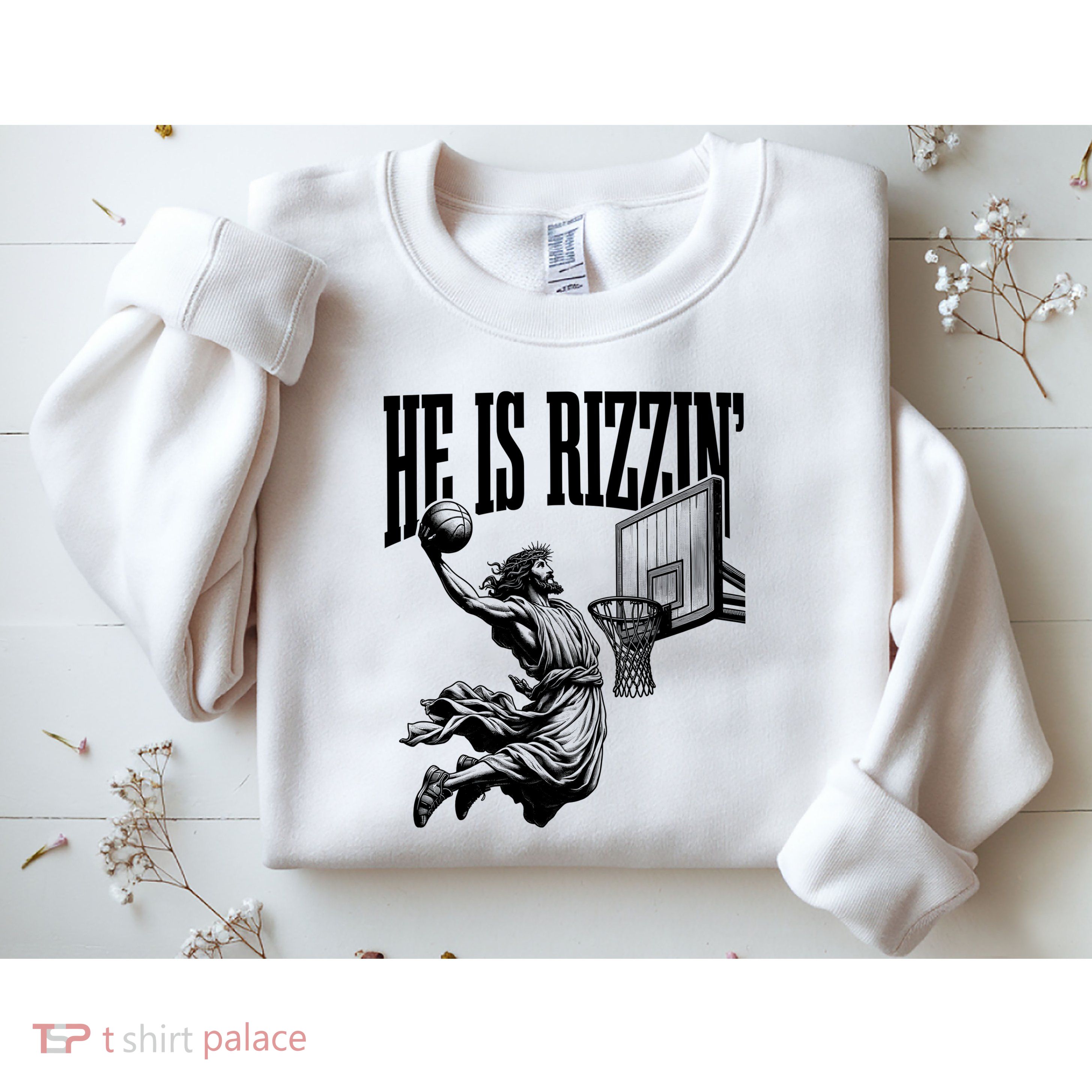 He Is Rizzin Funny Jesus Basketball Easter Meme Sweatshirt