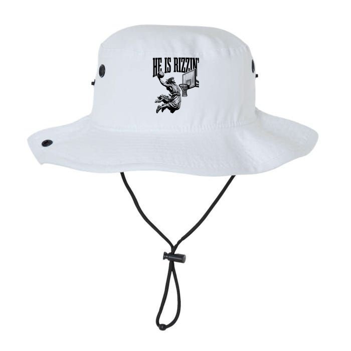He Is Rizzin Funny Jesus Basketball Easter Meme Bucket Hat