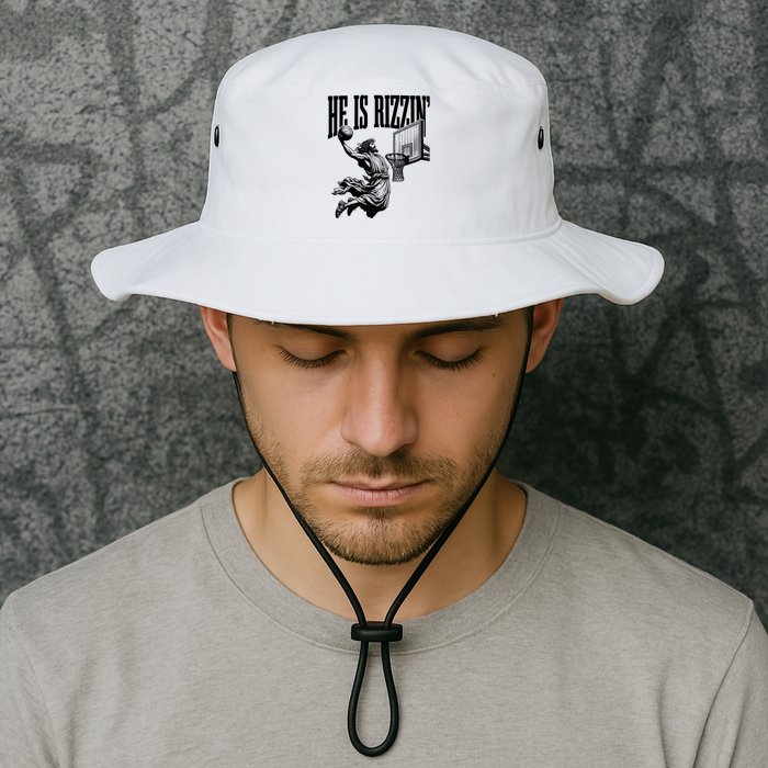 He Is Rizzin Funny Jesus Basketball Easter Meme Bucket Hat