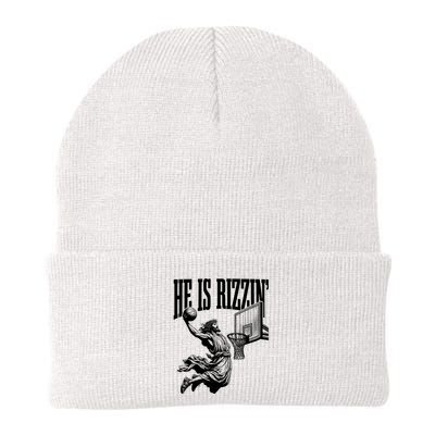 He Is Rizzin Funny Jesus Basketball Easter Meme Beanie