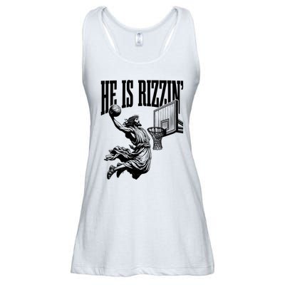He Is Rizzin Funny Jesus Basketball Easter Meme Ladies Essential Flowy Tank