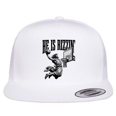 He Is Rizzin Funny Jesus Basketball Easter Meme Flatbill Hat