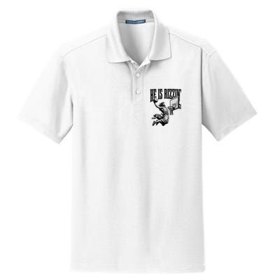 He Is Rizzin Funny Jesus Basketball Easter Meme Dry Zone Grid Polo