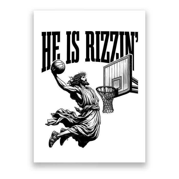 He Is Rizzin Funny Jesus Basketball Easter Meme Poster