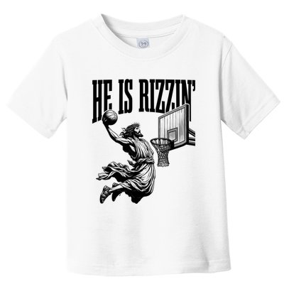 He Is Rizzin Funny Jesus Basketball Easter Meme Toddler T-Shirt