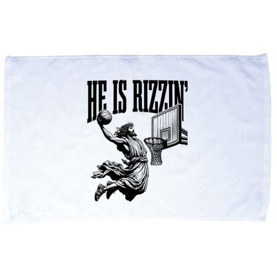He Is Rizzin Funny Jesus Basketball Easter Meme Microfiber Hand Towel