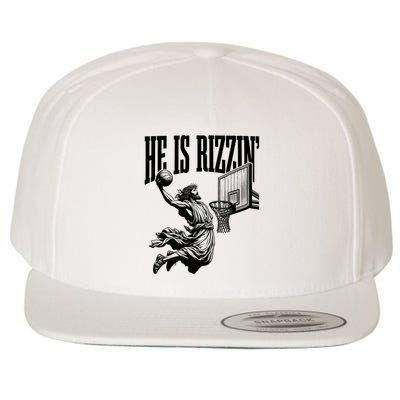 He Is Rizzin Funny Jesus Basketball Easter Meme Wool Snapback Cap