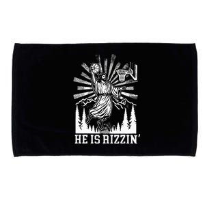 He Is Rizzin Funny Jesus Basketball Christian Microfiber Hand Towel