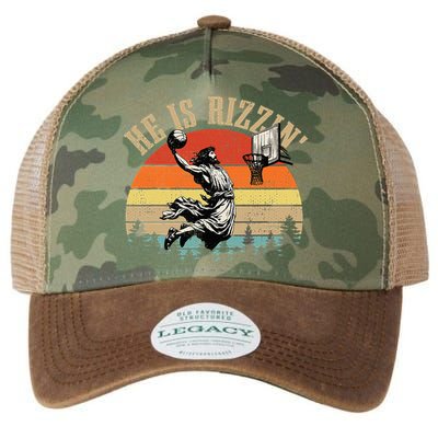 He Is Rizzin Easter Jesus Christian Legacy Tie Dye Trucker Hat