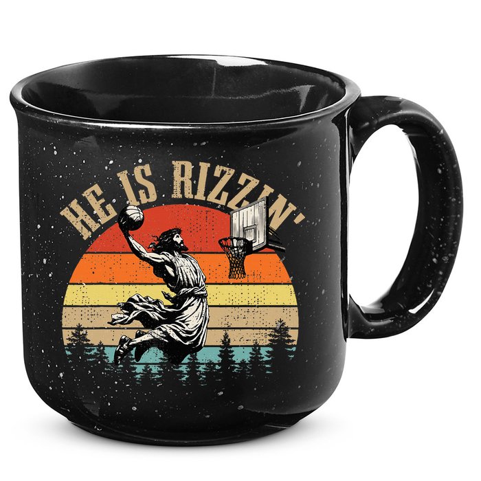 He Is Rizzin Easter Jesus Christian 15oz Campfire Ceramic Mug