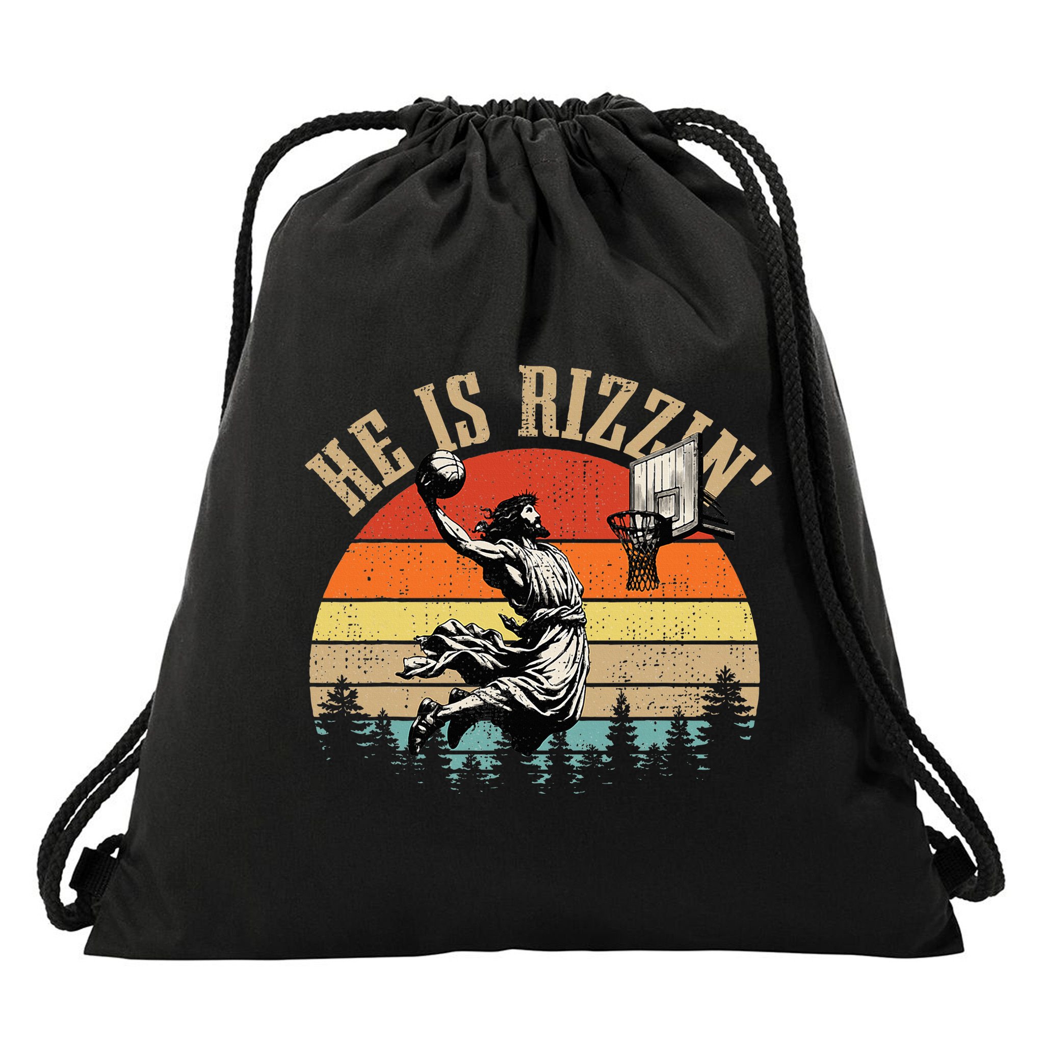 He Is Rizzin Easter Jesus Christian Drawstring Bag