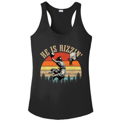 He Is Rizzin Easter Jesus Christian Ladies PosiCharge Competitor Racerback Tank