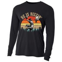 He Is Rizzin Easter Jesus Christian Cooling Performance Long Sleeve Crew