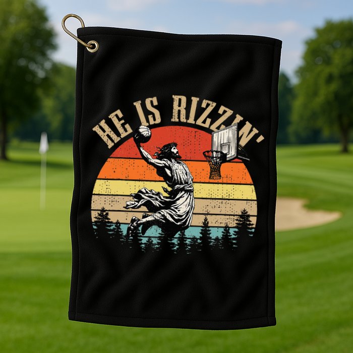 He Is Rizzin Easter Jesus Christian Golf Towel