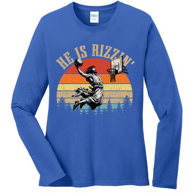 He Is Rizzin Easter Jesus Christian Ladies Long Sleeve Shirt