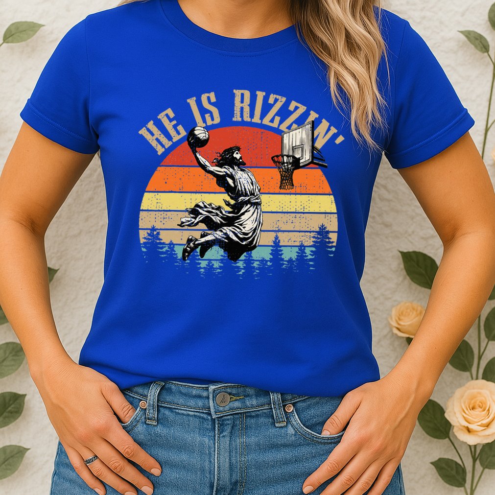 He Is Rizzin Easter Jesus Christian Womens T-Shirt