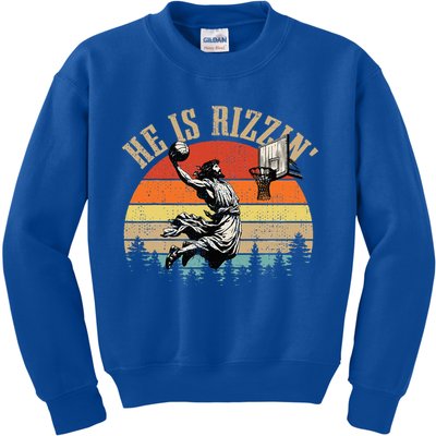 He Is Rizzin Easter Jesus Christian Kids Sweatshirt