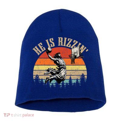 He Is Rizzin Easter Jesus Christian Short Acrylic Beanie