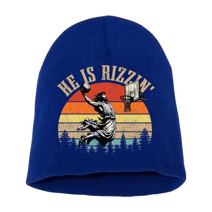 He Is Rizzin Easter Jesus Christian Short Acrylic Beanie