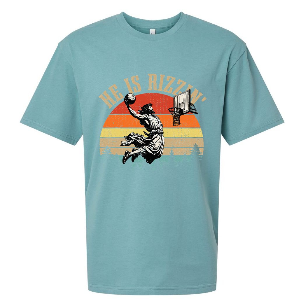 He Is Rizzin Easter Jesus Christian Sueded Cloud Jersey T-Shirt