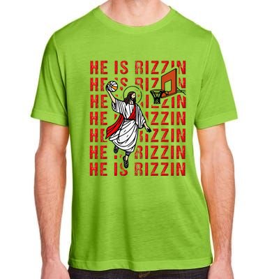 He Is Rizzin Jesus Is Rizzen Dunking Basketball Adult ChromaSoft Performance T-Shirt