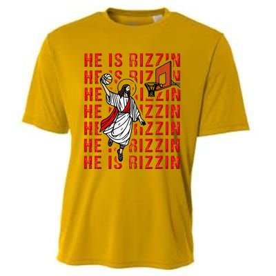 He Is Rizzin Jesus Is Rizzen Dunking Basketball Cooling Performance Crew T-Shirt