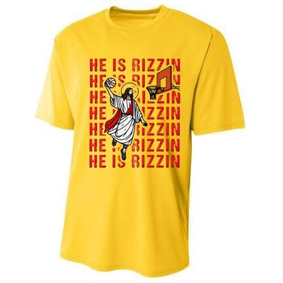 He Is Rizzin Jesus Is Rizzen Dunking Basketball Performance Sprint T-Shirt