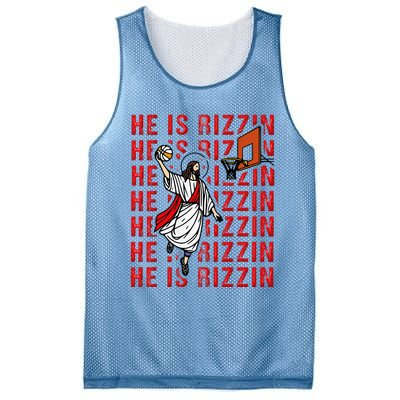 He Is Rizzin Jesus Is Rizzen Dunking Basketball Mesh Reversible Basketball Jersey Tank