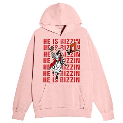 He Is Rizzin Jesus Is Rizzen Dunking Basketball Urban Pullover Hoodie